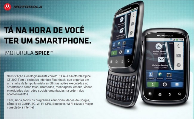 Spice XT300 da Motorola – Celular Touch com Qwerty e Mouse Backtrack