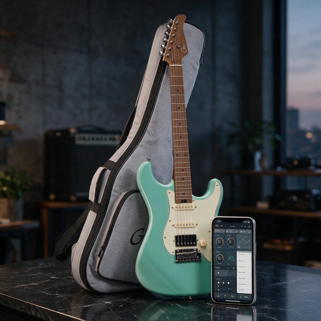 guitarra inteligente Mooer GTRS S801 com bag surf green
